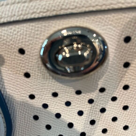 Coach ivory and blue shoulder purse leather - Picture 12 of 14